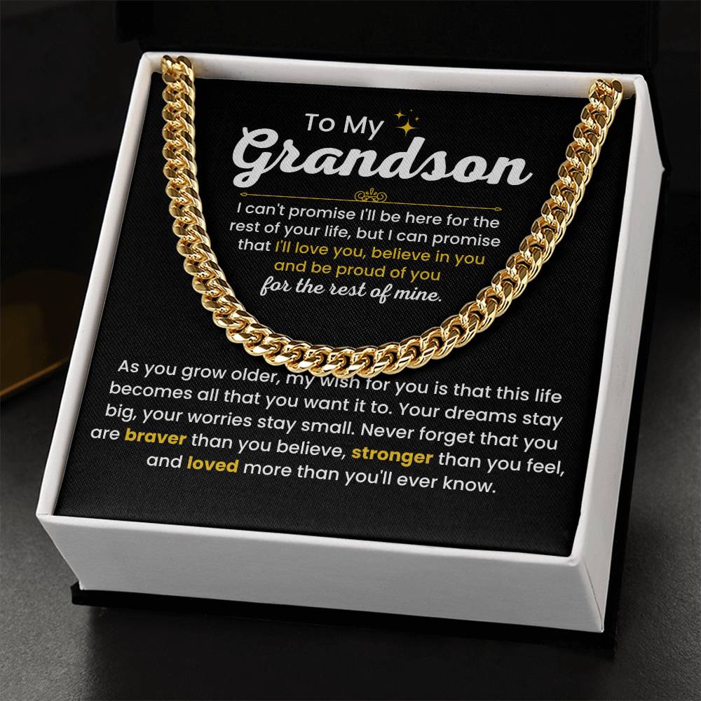 To My Grandson - I Believe in you - Chain Link Chain from Grandparents