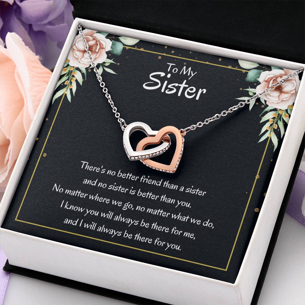 Present for Sister - There's no better friend than a sister - Interlocking Hearts Necklace