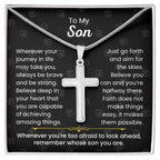 To My Son - Always be brave and be strong - Gift for Son - Artisan Cross Necklace