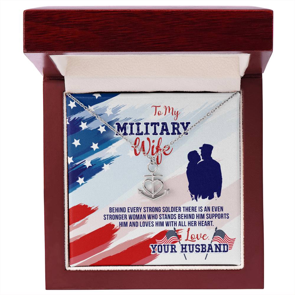 To My Military wife Gift from Husband - Anchor Pendant Necklace