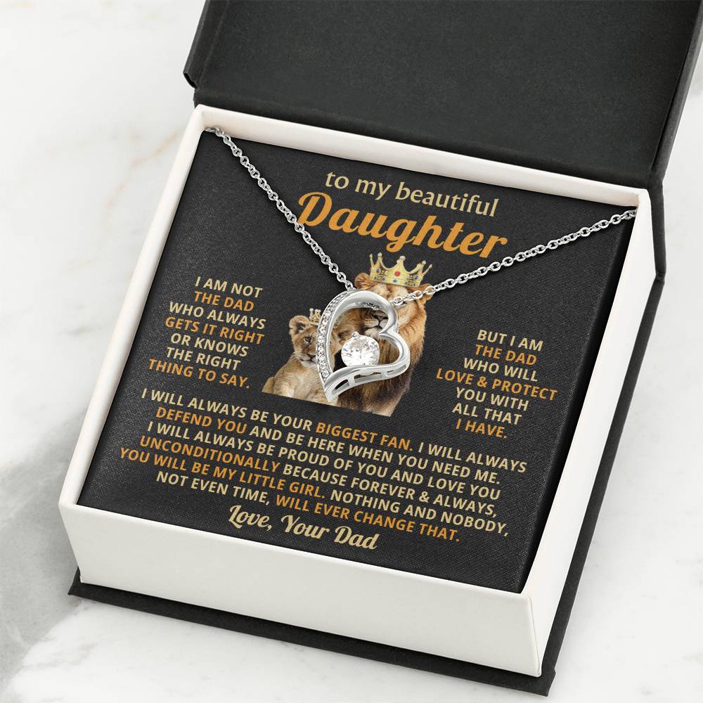 To My Daughter Necklace - Beautiful Daughter Jewelry for Birthday & Proud Dad Moments - Forever Love Necklace