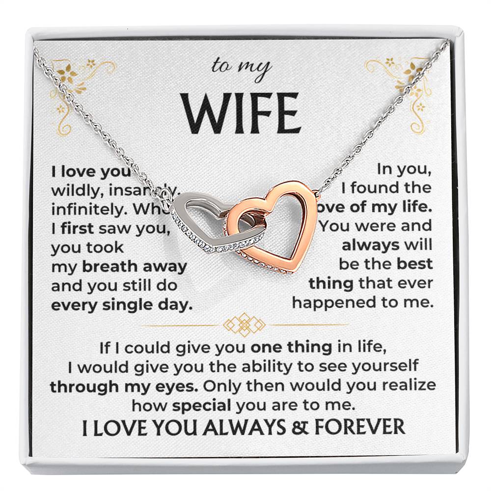 To My Wife Necklace - Heartfelt Gift for Birthday & Valentine’s Day - Interlocking Hearts Necklace