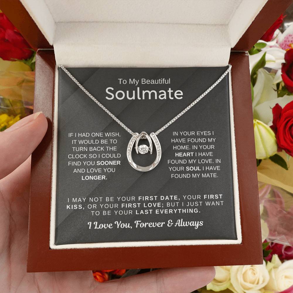 To My Beautiful Soulmate Necklace - Soulmate Necklace Gift for Surprises & Love Moments - Lucky In Love Necklace