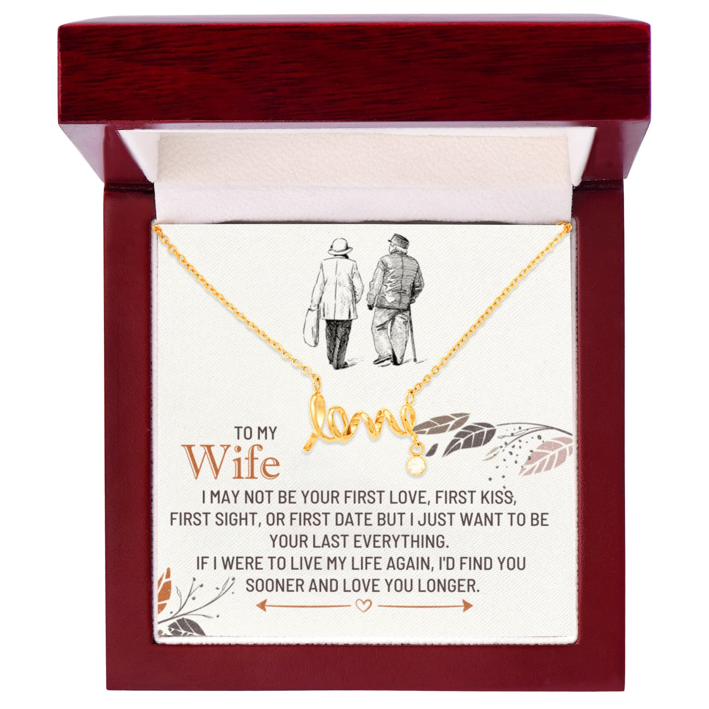 To My Wife Necklace - Romantic Gift from Husband for Birthday, Anniversary, Christmas & Valentine’s Day - Scripted Love Necklace