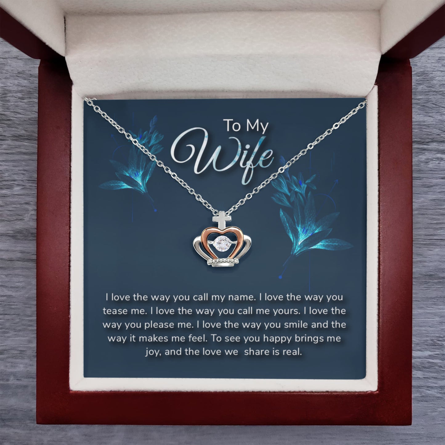 To My Wife Necklace - Emotional Husband-to-Wife Gift for Anniversary, Birthday & Valentine’s Day - Crown Pendant Necklace