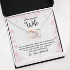To My Beautiful Wife Necklace - Best Surprise Gift for Wife from Husband for Anniversary, Christmas & Valentine’s Day - Interlocking Hearts Necklace