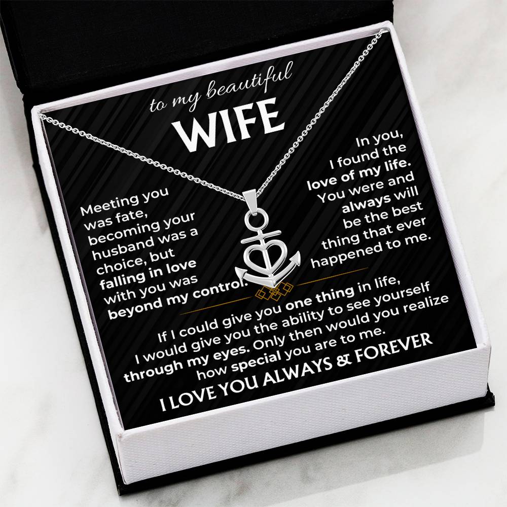 To My Wife Necklace - Meaningful Gift from Husband for Valentine’s Day - Anchor Pendant Necklace
