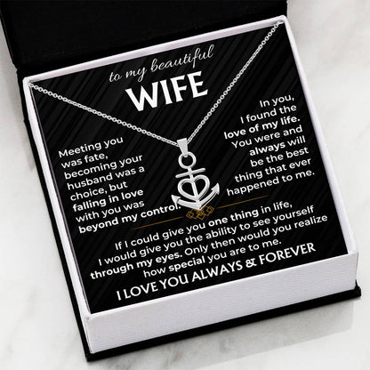 To My Wife Necklace - Meaningful Gift from Husband for Valentine’s Day - Anchor Pendant Necklace