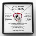 To My Beautiful Soulmate Necklace - Gift for Her for Birthday & Sweet Romantic Surprises - Heart-to-heart Pendant Necklace