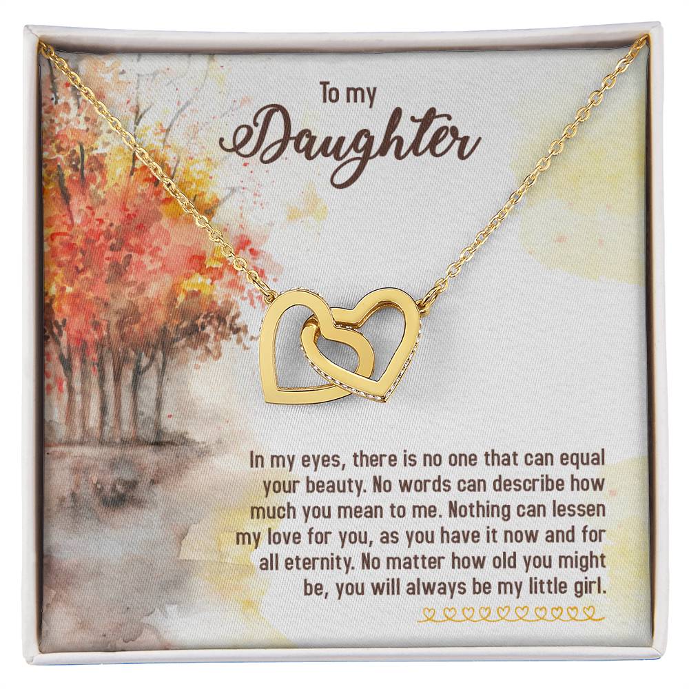 To My Daughter Necklace – Graduation Birthday Gift Idea for Daughter – Interlocking Hearts Necklace