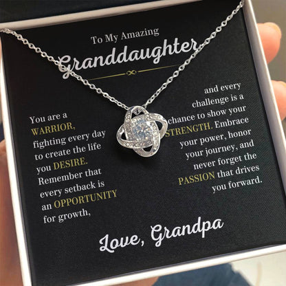 To My Granddaughter Necklace – Granddaughter Jewelry for Graduation and Birthday from Grandpa – Love Knot Necklace