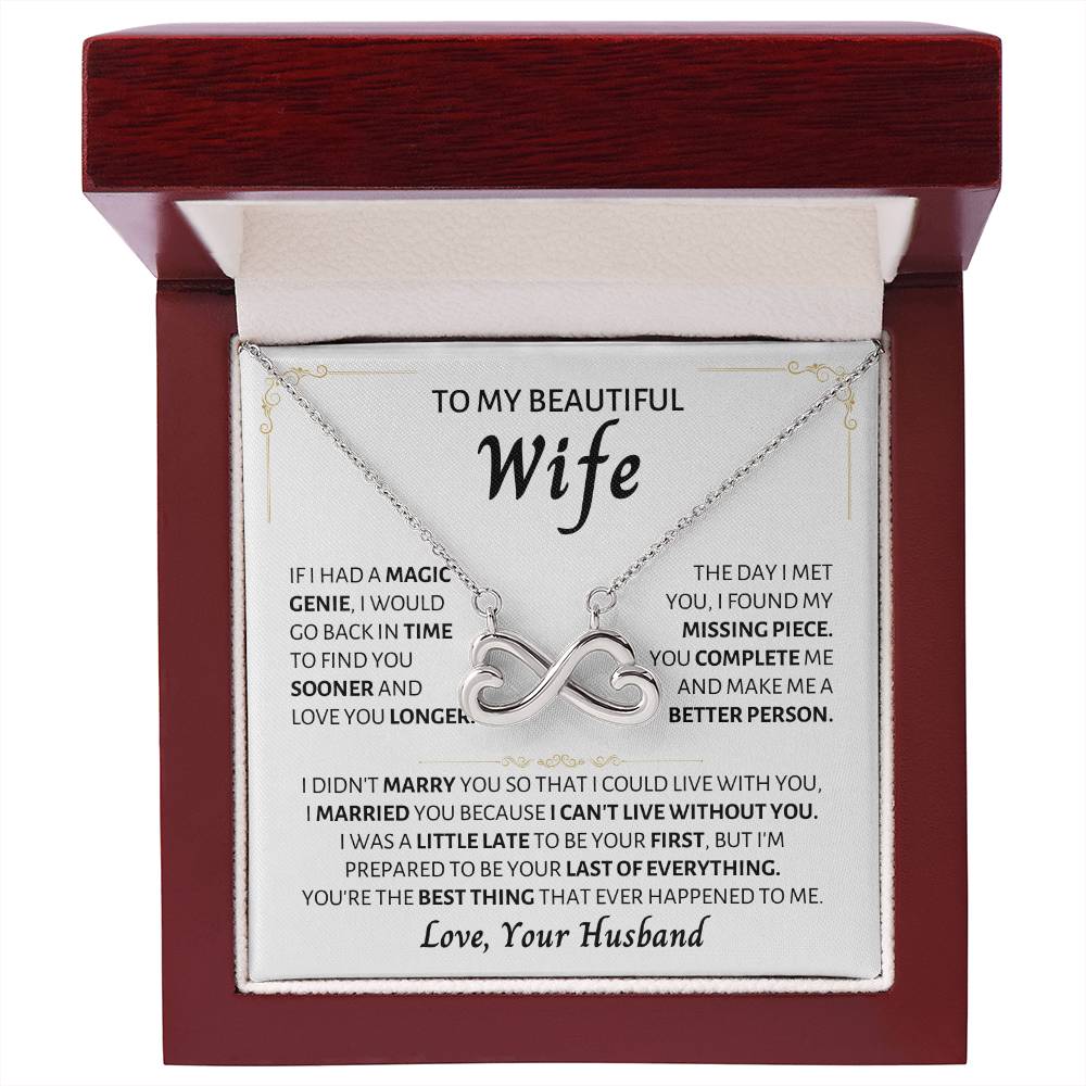 To My Wife Necklace - Unique Emotional Jewelry from Husband for Anniversary, Valentine’s Day & Holiday Gifting - Endless Love Necklace