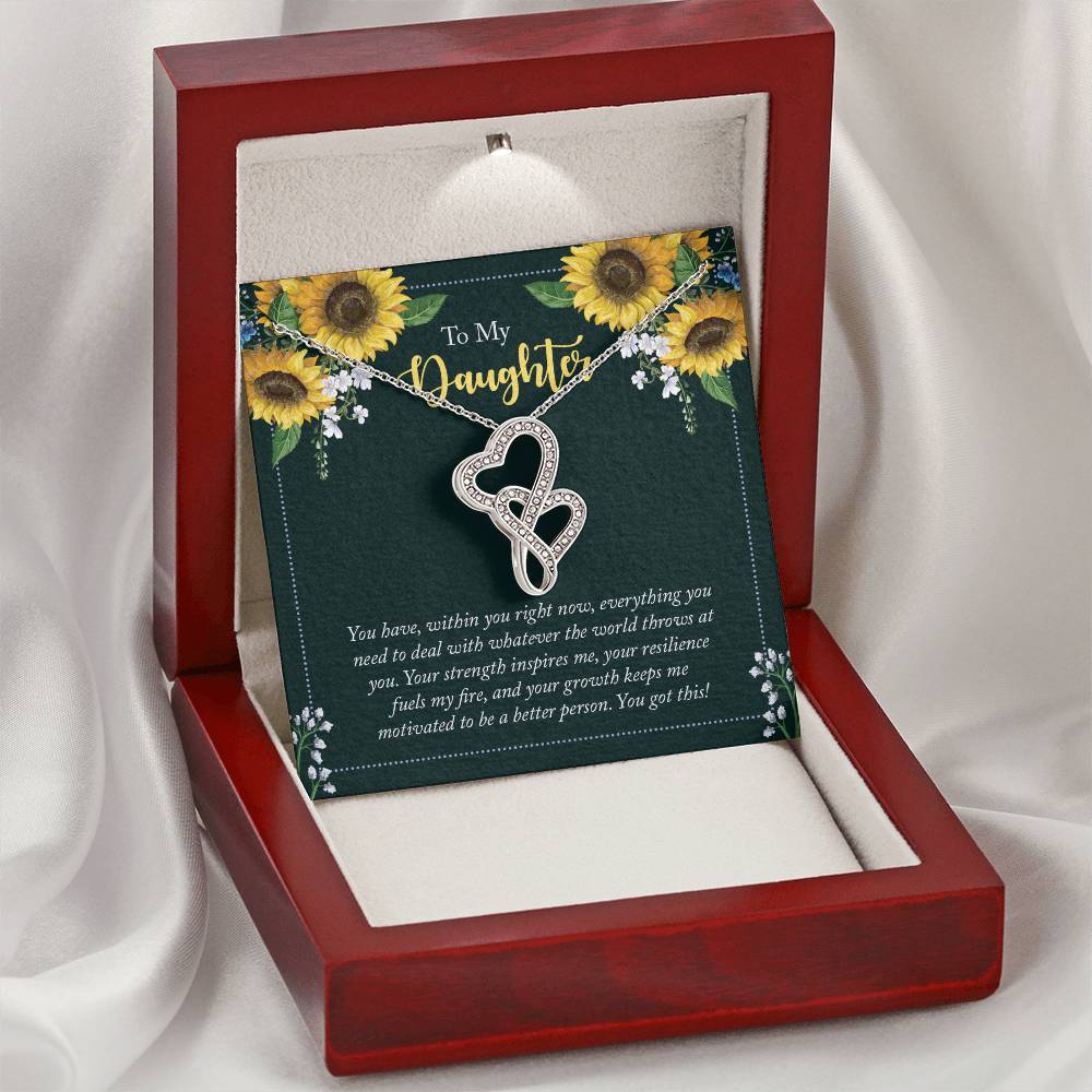 To My Daughter Necklace – Holiday Gift for Daughter Graduation – Heart-to-heart Pendant Necklace