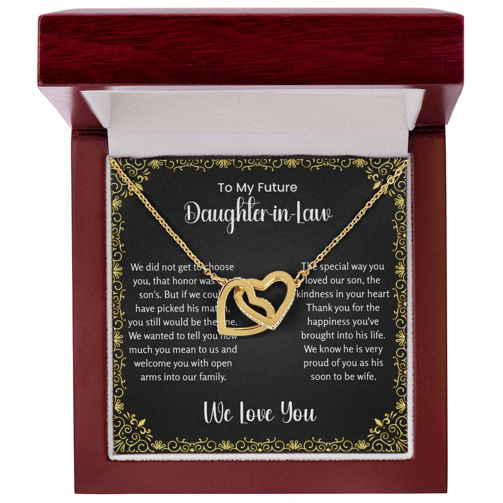 To My Future Daughter In Law - Interlocking Hearts Necklace - Gift for Bonus Daughter