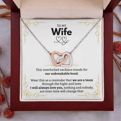 To My Wife Necklace - Anniversary Gift for Her - Birthday Christmas Gifts for Wife - Gifts for Soulmate - Gifts for Her - Interlocking Hearts Necklace
