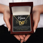 To My Niece - You are braver than you believe - Interlocking Hearts Necklace