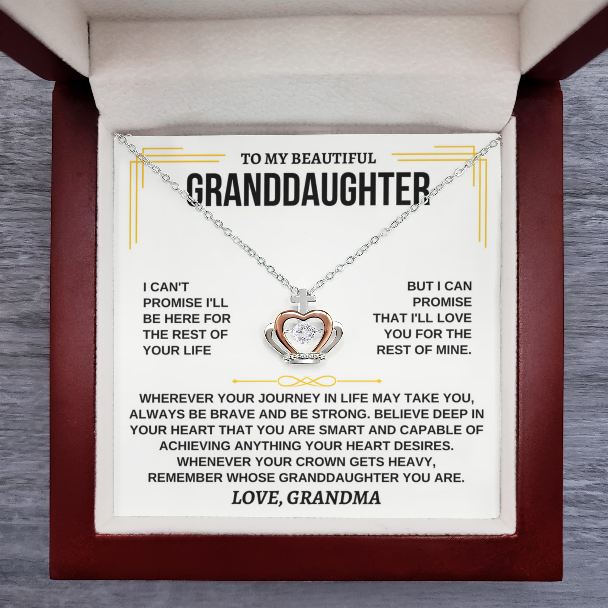 To My Granddaughter Necklace – Graduation & Birthday Gift from Grandma – Crown Pendant Necklace