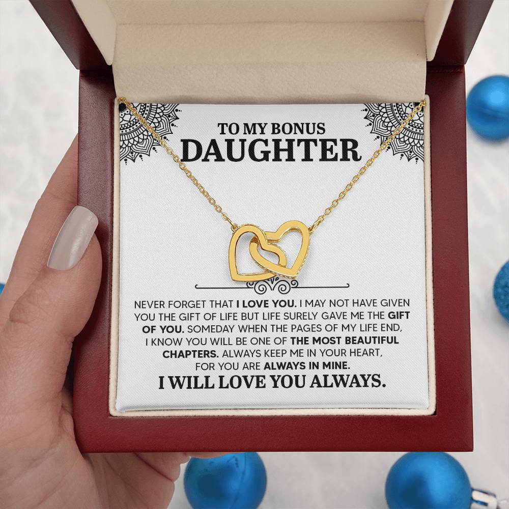 To My Daughter Necklace – Gift for Daughter’s Birthday and Graduation – Interlocking Hearts Necklace