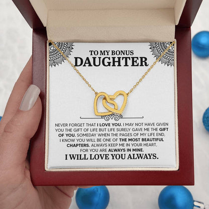 To My Daughter Necklace – Gift for Daughter’s Birthday and Graduation – Interlocking Hearts Necklace