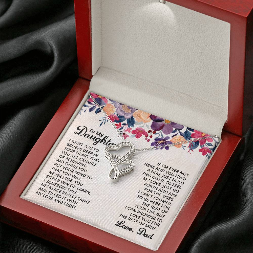 To My Daughter Necklace - Sentimental Jewelry Gift from Dad for Graduation & Life Achievements - Heart-to-heart Pendant Necklace