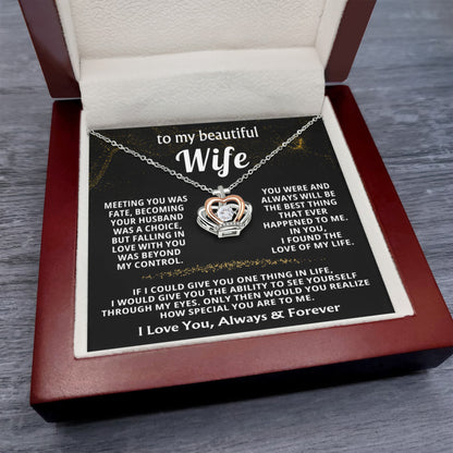 To My Wife Necklace - Sweet Love Gift from Husband - Crown Pendant Necklace