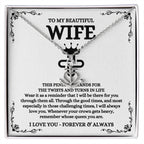 To My Beautiful Wife Necklace - Sentimental Birthday Gift from Husband, Romantic Jewelry for Valentine’s Day & Holidays - Anchor Pendant Necklace