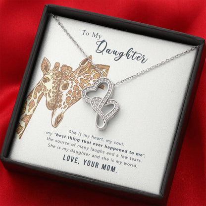 To My Daughter Necklace – Gift for Daughter from Mom – Heart-to-heart Pendant Necklace