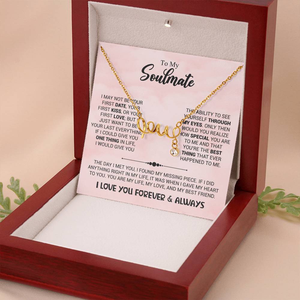 To My Beautiful Soulmate Necklace - Soulmate Gift Necklace for Romantic Gifting - Scripted Love Necklace