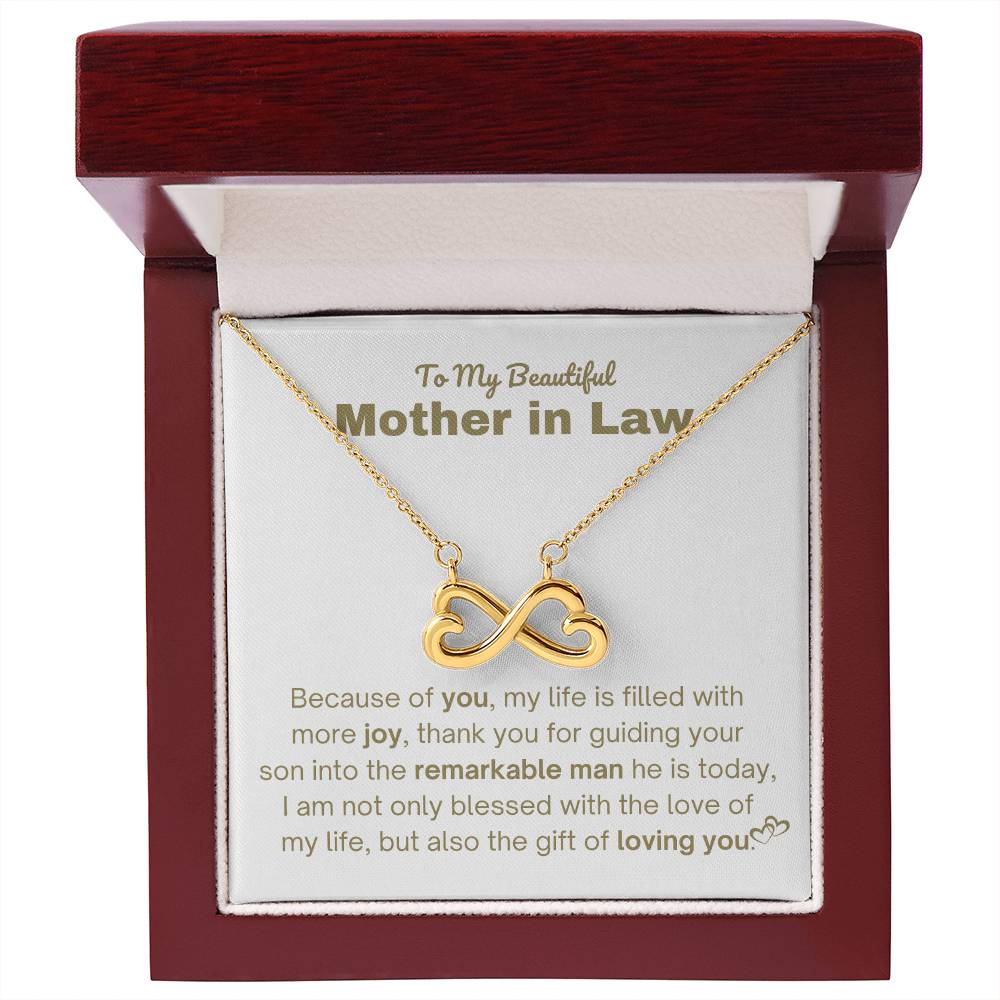 To My Beautiful Mother In Law - Gift for MIL - Because of you - Endless Love Necklace