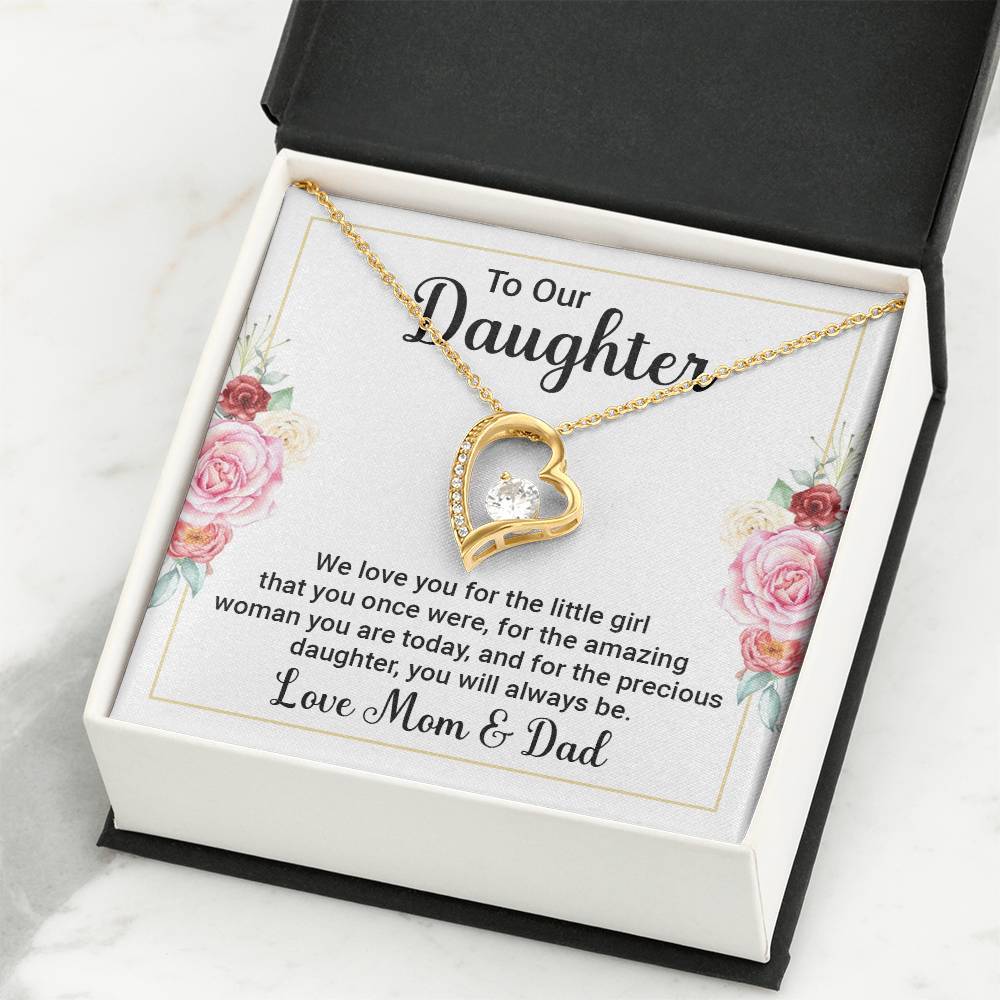 To Our Daughter Necklace – Daughter Graduation & Birthday Present from Mom and Dad – Forever Love Necklace