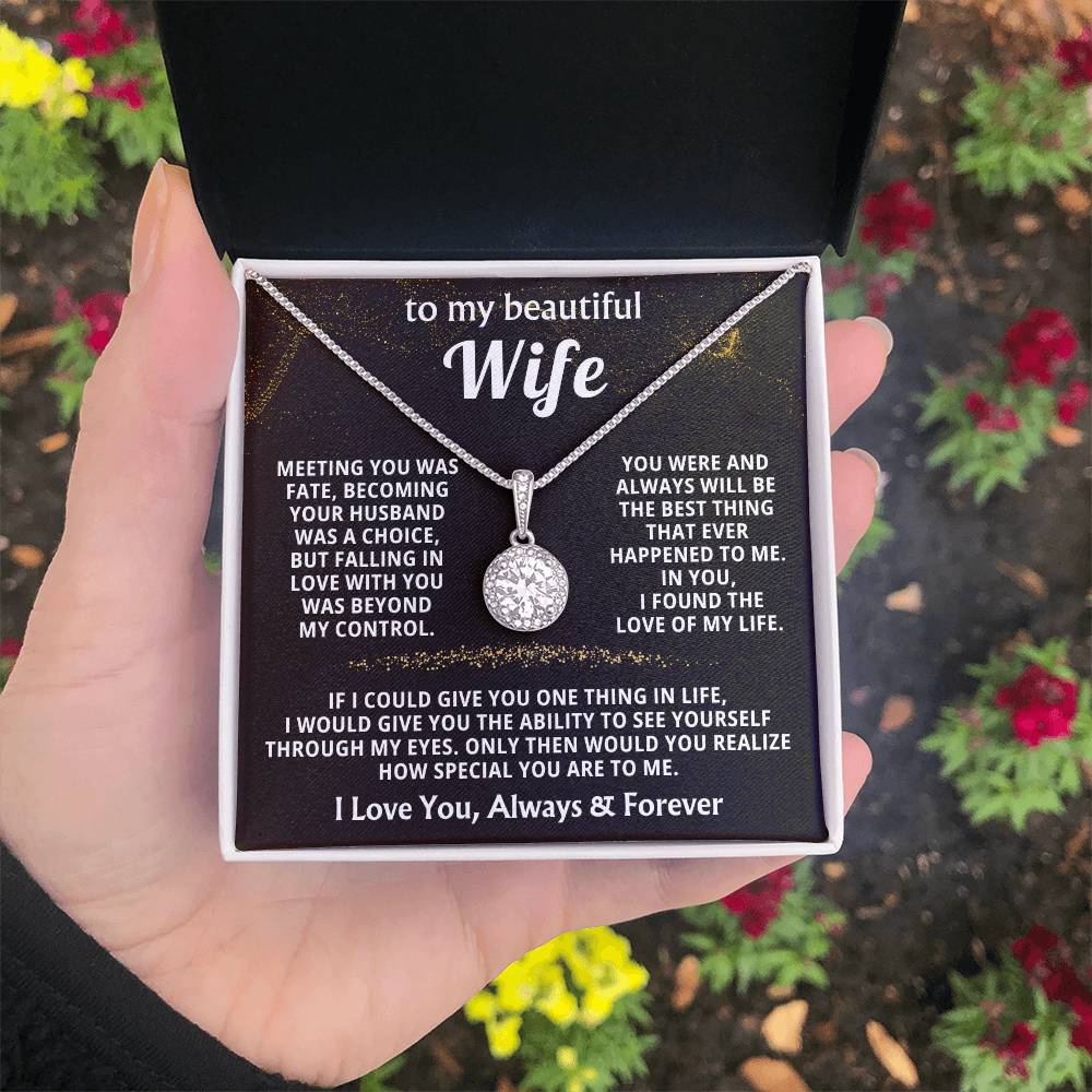 To My Beautiful Wife Necklace - Romantic Husband Gift for Christmas, Valentine’s Day & Anniversary Love Surprises - Eternal Hope Necklace