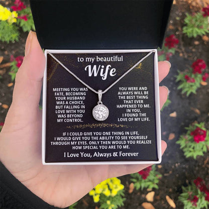 To My Beautiful Wife Necklace - Romantic Husband Gift for Christmas, Valentine’s Day & Anniversary Love Surprises - Eternal Hope Necklace