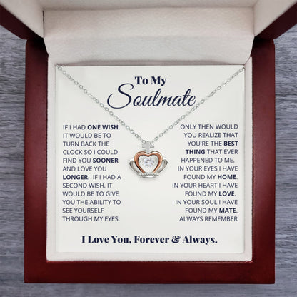 To My Soulmate Necklace - Romantic Soulmate Gift for Her for Christmas & Holiday Gifting - Crown Pendant Necklace