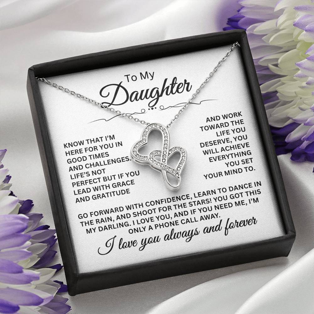 To My Daughter Necklace – Top Gift for Daughter Birthday Graduation – Heart-to-heart Pendant Necklace