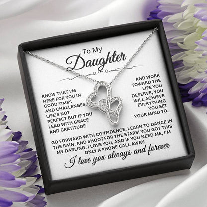 To My Daughter Necklace – Top Gift for Daughter Birthday Graduation – Heart-to-heart Pendant Necklace