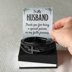 To My Husband - Gift for Husband from Wife - Men's Cross Bracelet