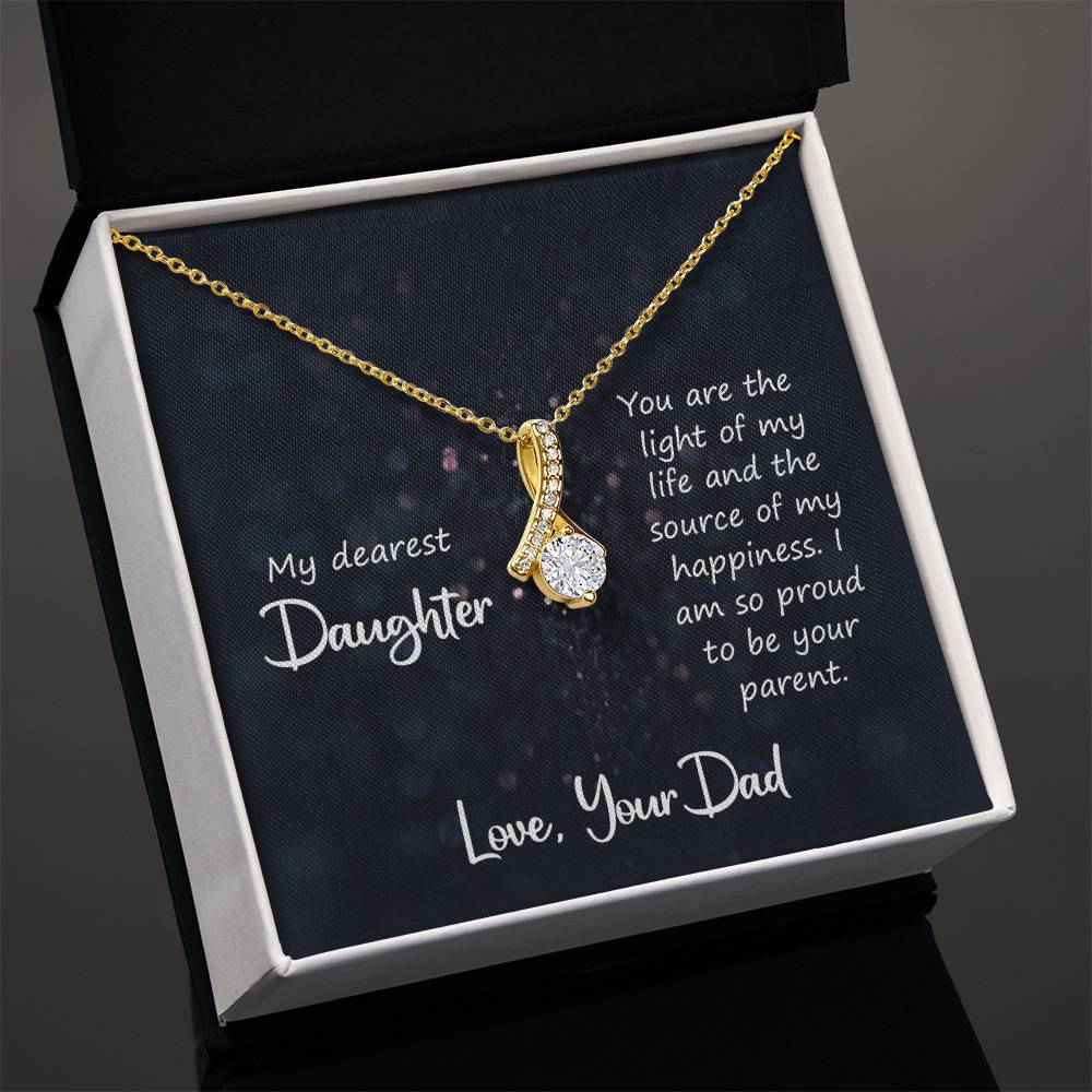 To My Daughter Necklace - Best Proud Dad Jewelry Gift for Daughter’s Special Days & Celebrations - Alluring Beauty Necklace
