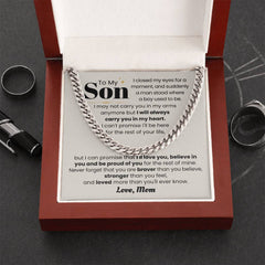 Cuban Link Chain Necklace for Son, Modern Jewelry Gift, Meaningful Keepsake for Him, To My Son