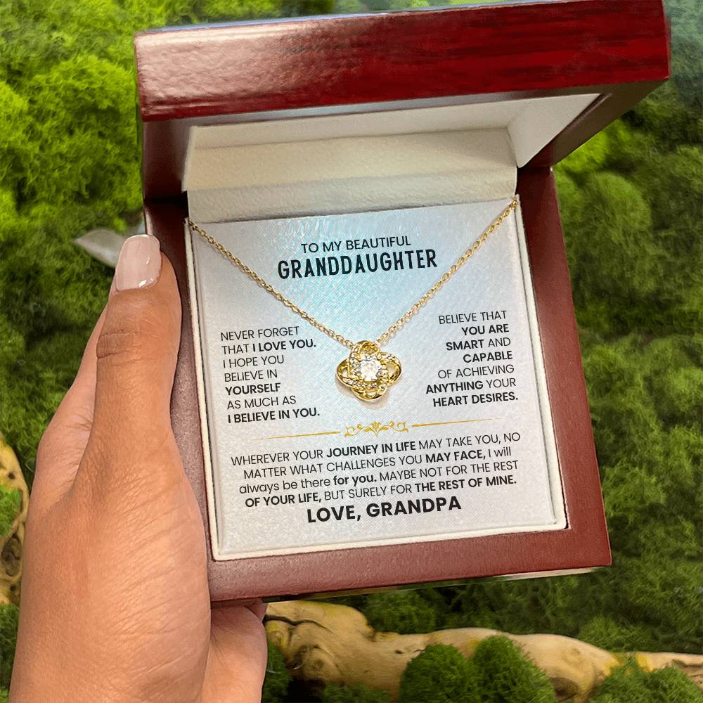 To My Granddaughter Necklace – Christmas Gift for Granddaughter’s Graduation from Grandpa – Love Knot Necklace