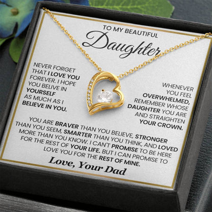 To My Daughter Necklace - Sentimental Jewelry Gift from Dad for Graduation & Life Achievements - Forever Love Necklace