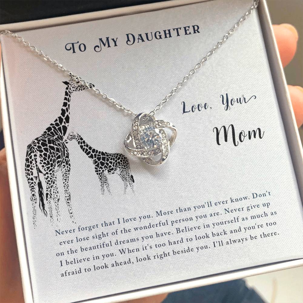 To My Daughter Necklace – Mom to Daughter Present for Graduation – Love Knot Necklace