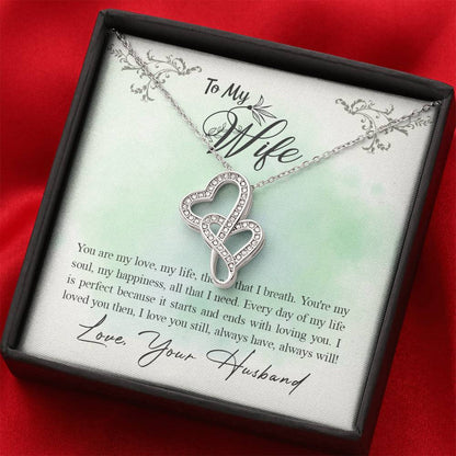 Meaningful Gift for Wife - Heartfelt Jewelry from Husband for Birthday, Anniversary, Valentine’s Day, Christmas - Heart-to-heart Pendant Necklace