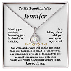 Personalized Necklace Gift for Wife, Eternal Hope Necklace, Anniversary Surprise, Romantic Love Keepsake, Elegant Gift for Her, To My Beautiful Wife
