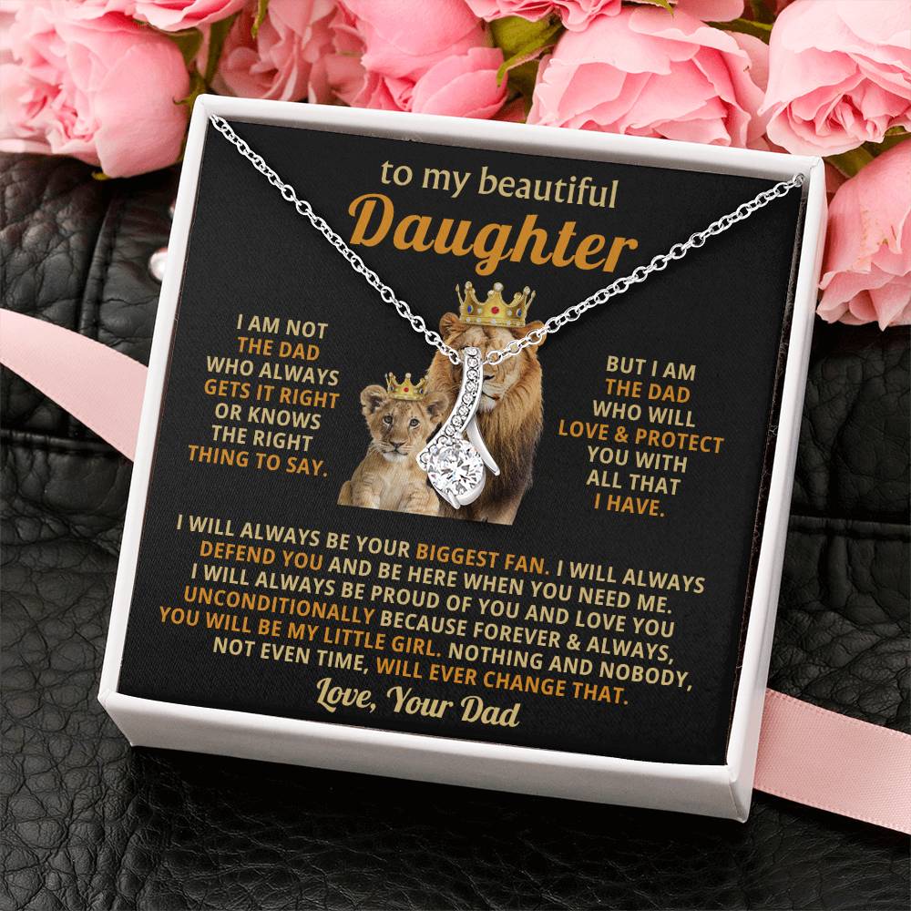 To My Beautiful Daughter Necklace - I will always be your biggest fan - Gift for Daughter from Dad - Alluring Beauty Necklace