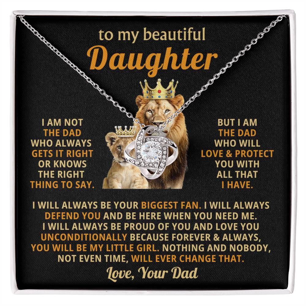 To My Daughter Necklace - Sentimental Birthday Gift from Dad, Meaningful Jewelry for Milestones & Holidays - Love Knot Necklace