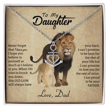 To My Daughter Necklace - Best Surprise Gift for Daughter from Dad for Graduation, Birthday & Christmas - Anchor Pendant Necklace