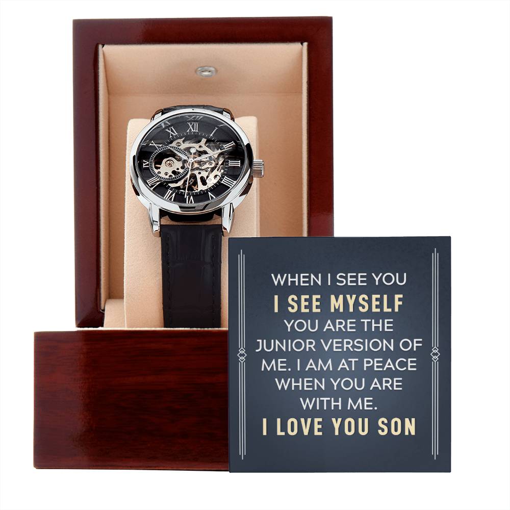 To My Son - When I see you - Men's Openwork Watch Gift for Son