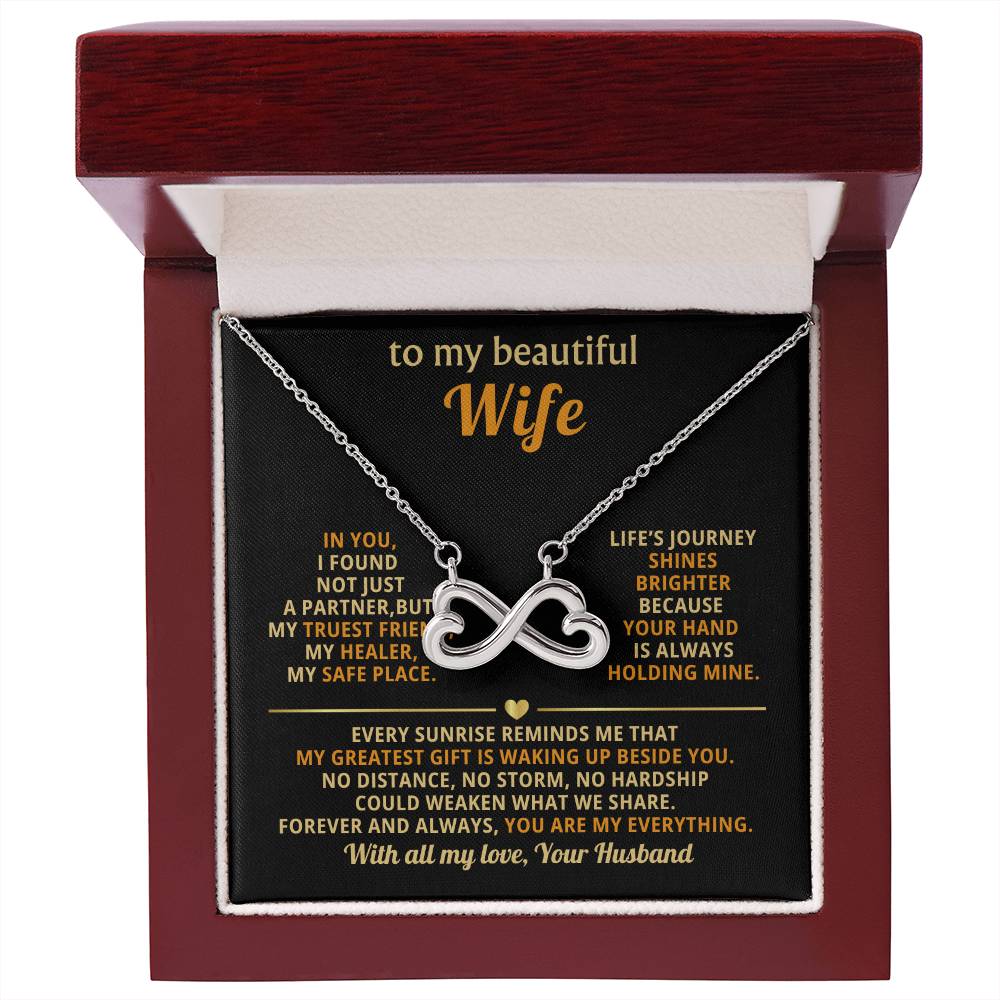 To My Wife Necklace - Romantic Jewelry Gift from Husband for Anniversary, Birthday & Valentine’s Day Surprise Moments - Endless Love Necklace