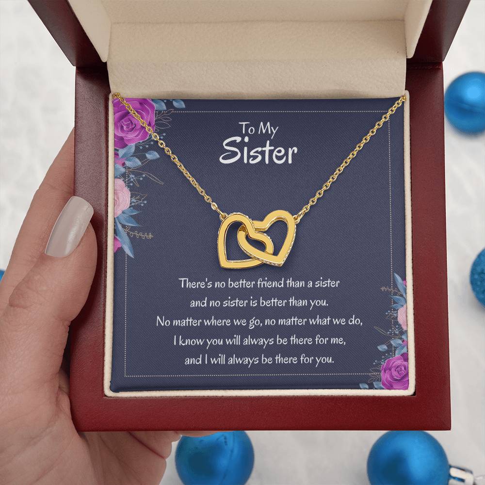 Heartfelt Sister Gift - There's no better friend than a sister - Interlocking Hearts Necklace