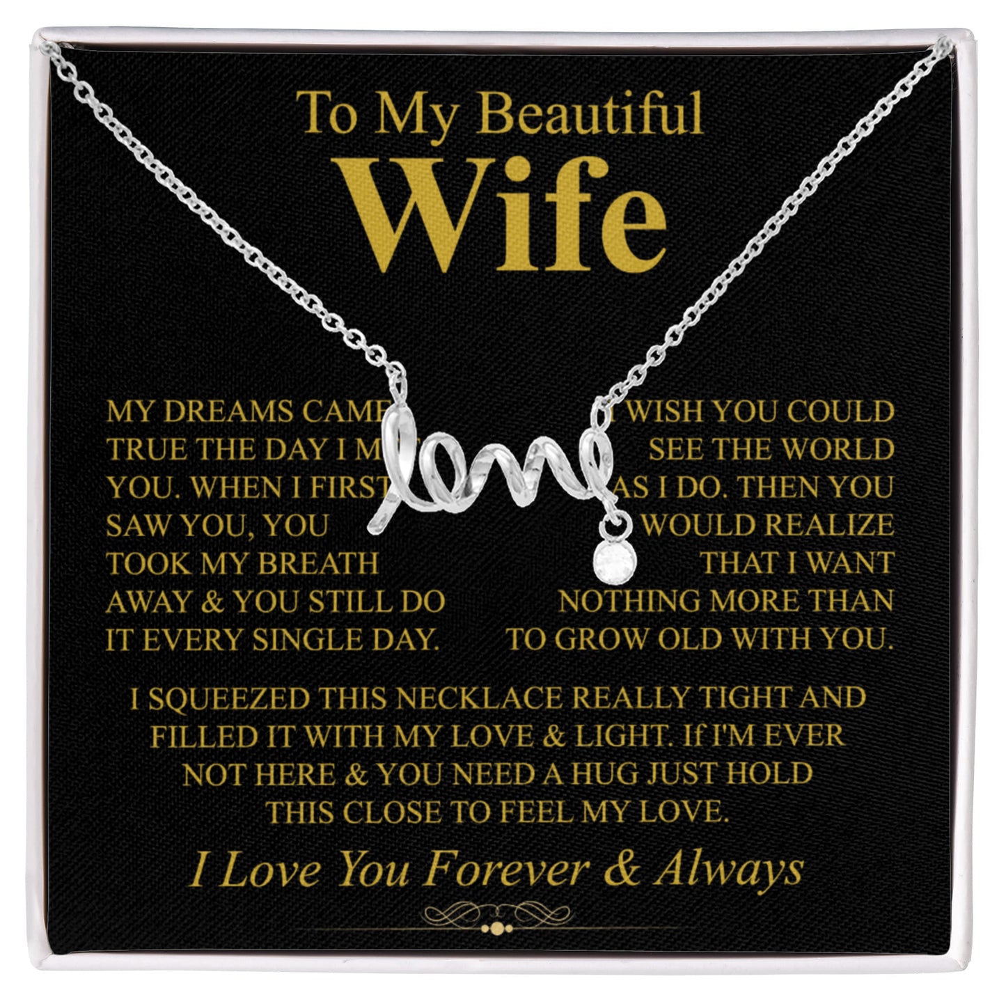 Perfect Gift for Wife - Meaningful Jewelry from Husband for Any Occasion Including Valentine’s Day - Scripted Love Necklace